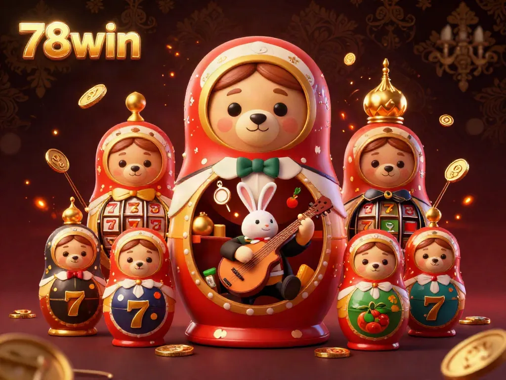 Experience thrilling gameplay with 78win's colorful casino-themed illustration.