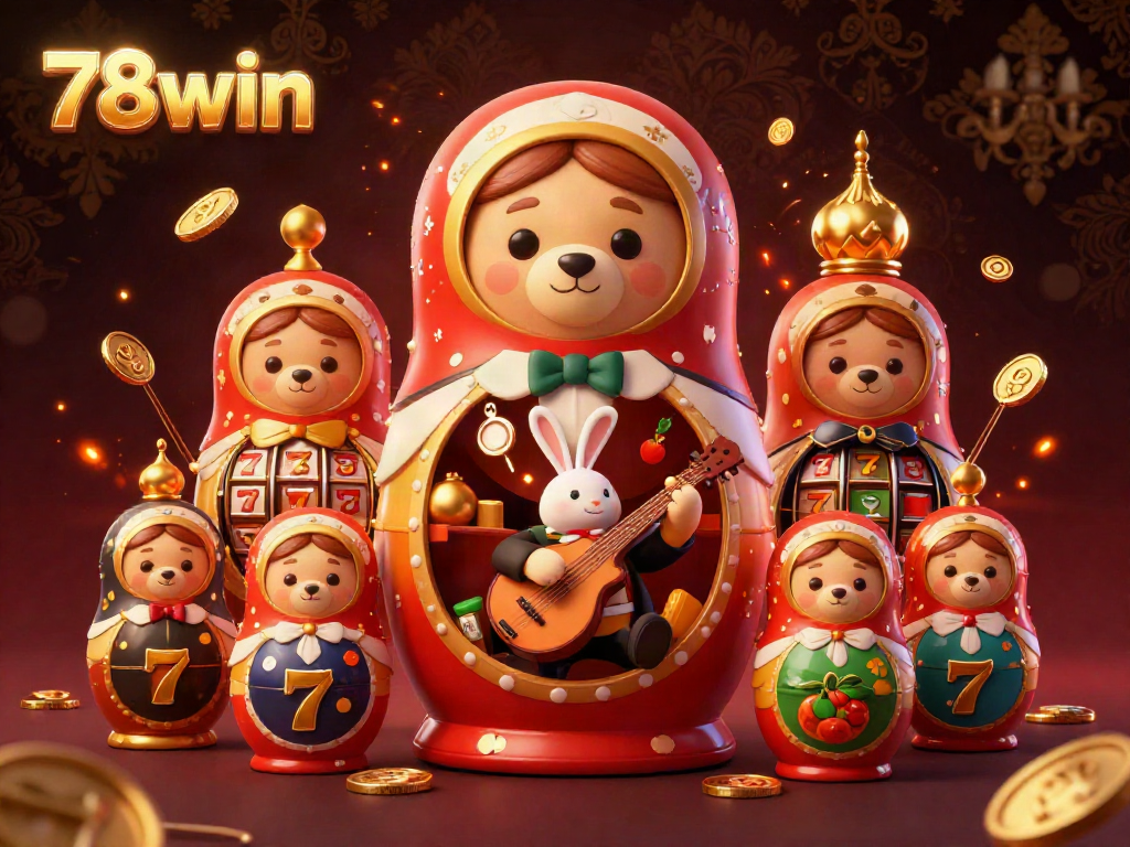 Experience thrilling gameplay with 78win's colorful casino-themed illustration.