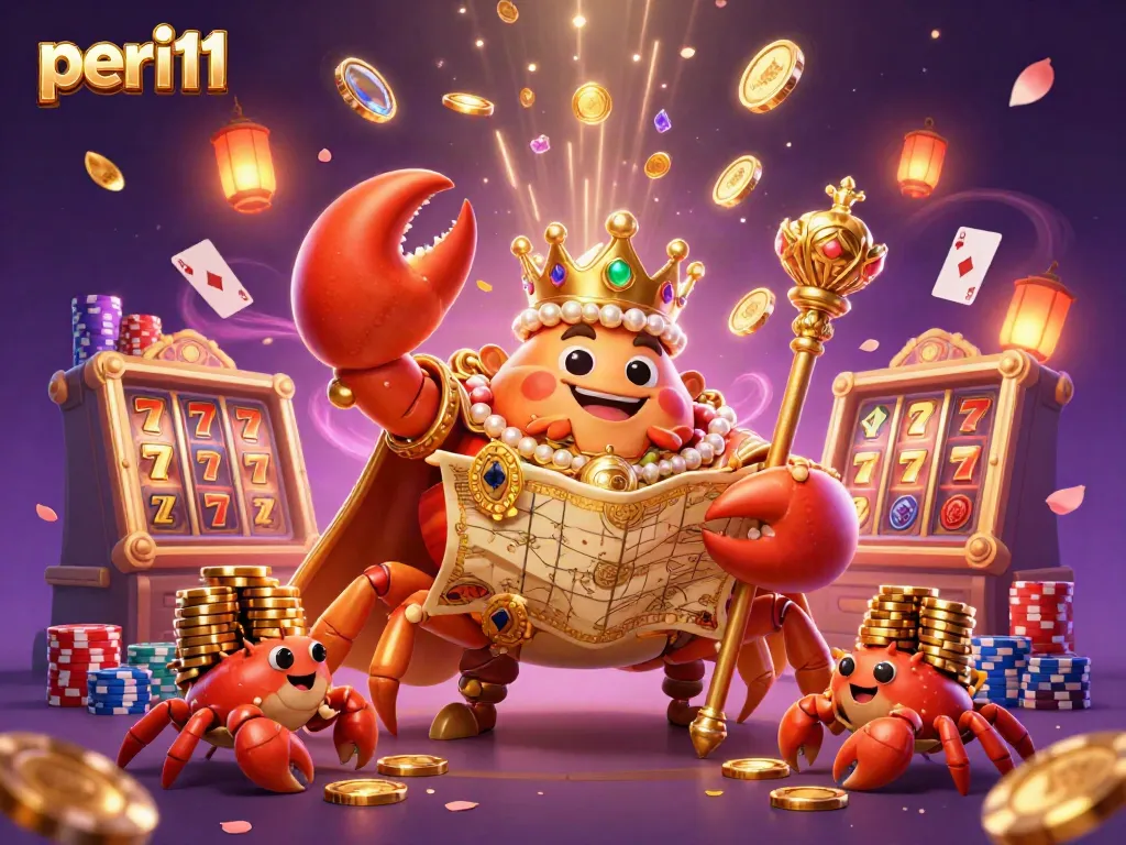 Experience thrilling gaming action with peri11 featuring a golden crab emperor and casino treasures.