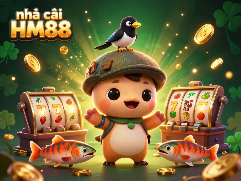 Engage with nhà cái HM88's lively slot environment featuring a playful Loch Ness monster and golden coins.
