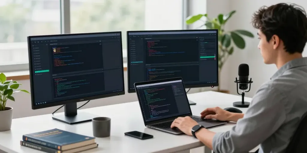 Pay for VPS with crypto in a modern tech workspace with developer engaged in server management.
