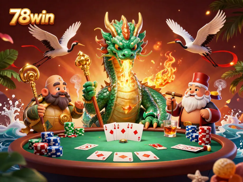 Experience excitement with 78win, capturing thrilling poker action with unique characters.