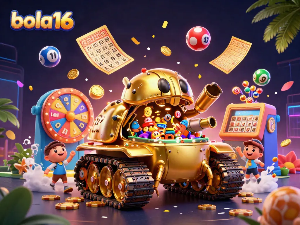 Experience the excitement of bola16 with a vibrant scene of a casino housed in a golden beetle tank.
