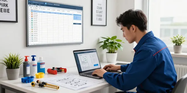Plumbing business software being utilized in a modern workspace for efficiency.